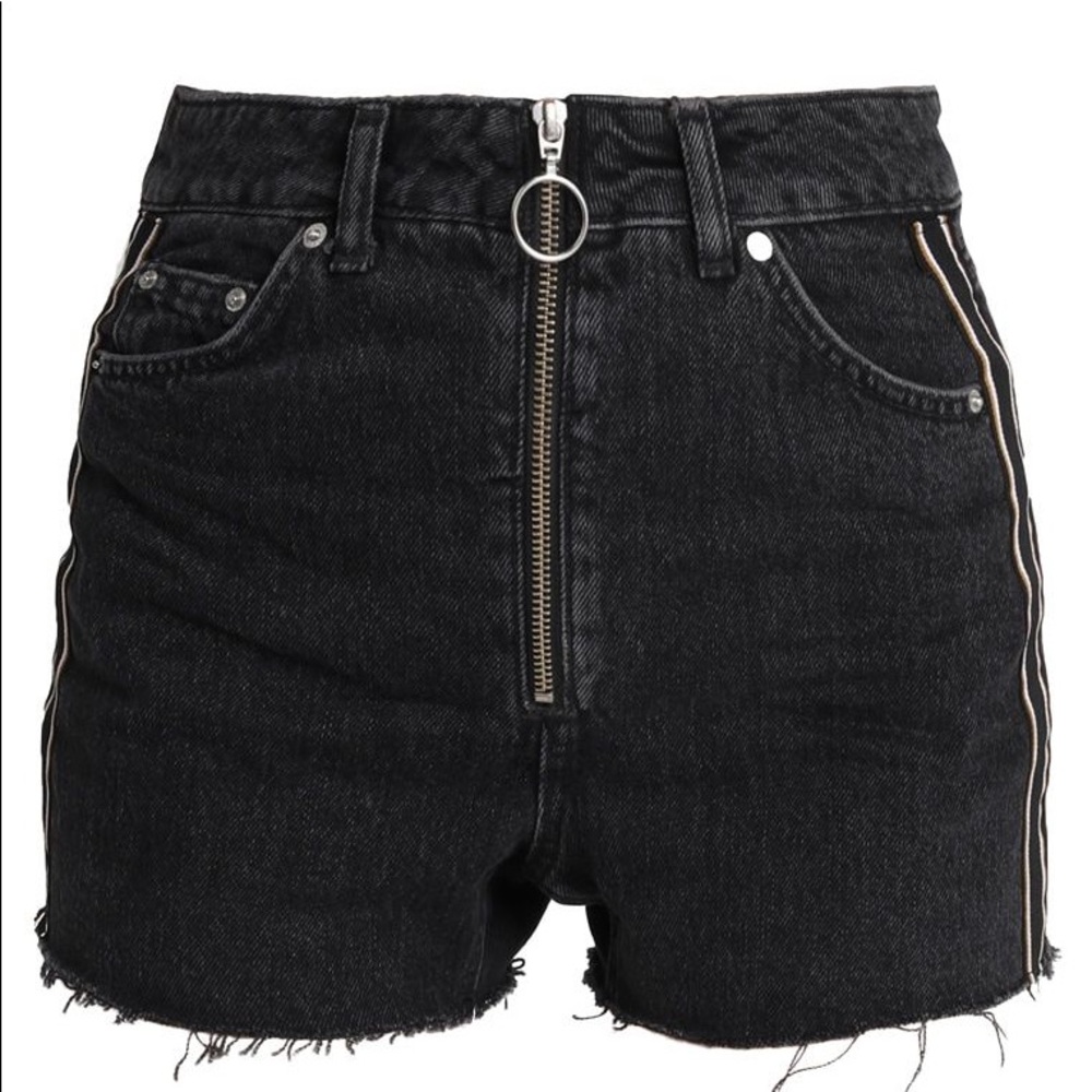 Topshop black mom shorts side stripe 6
